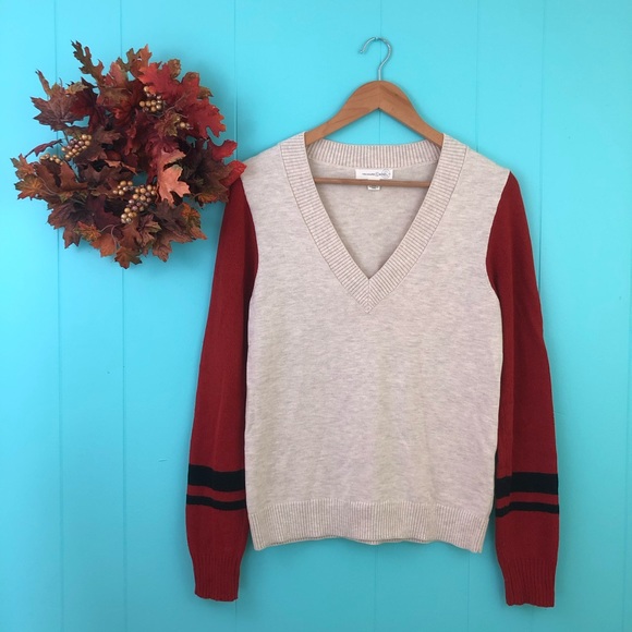 Treasure & Bond Sweaters - Treasure and Bond Striped V-Neck.